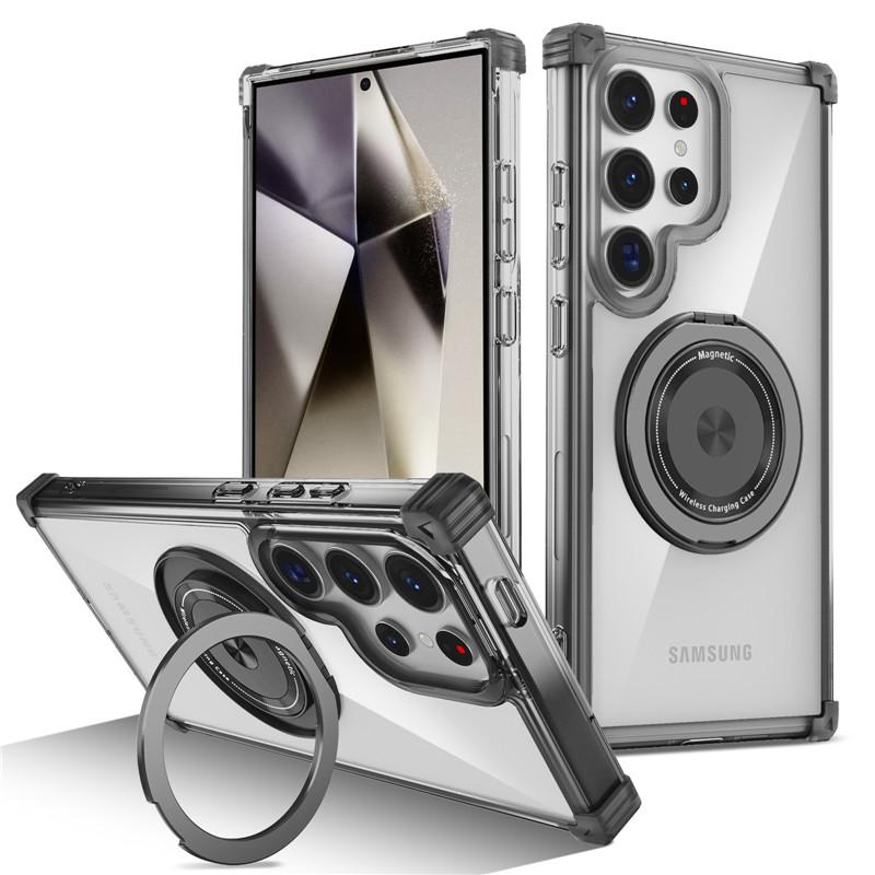 Вращающийся магнитный чехол-держатель Magsafe для Samsung Galaxy S26 Ultra S26 Plus S26 с кольцом-подставкой Прозрачная защитная крышка