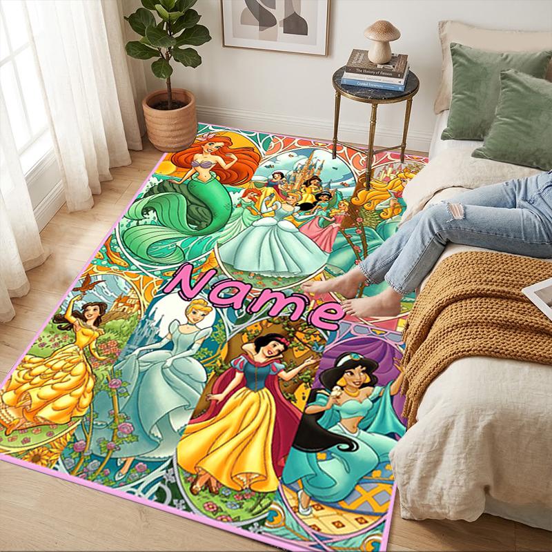 Custom Name Princess Party Living Room Non-Slip Area Rug Soft Carpet for Bedroom Kids Playroom Sofa Office Home Decor Doormat