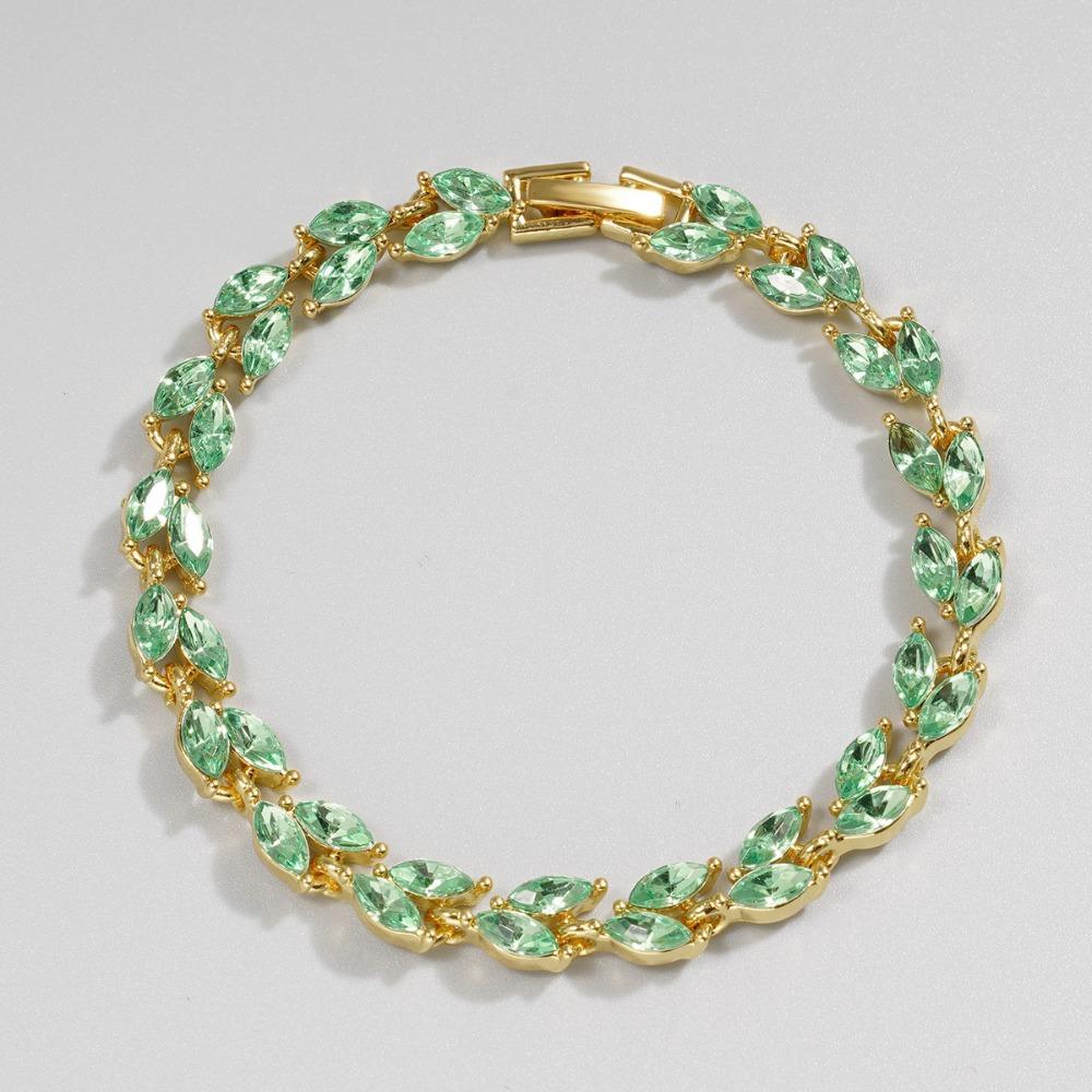 Colored Zircon Chain Bracelet Light Luxury Hand Jewelry Unique Women Bracelet Daily Wear