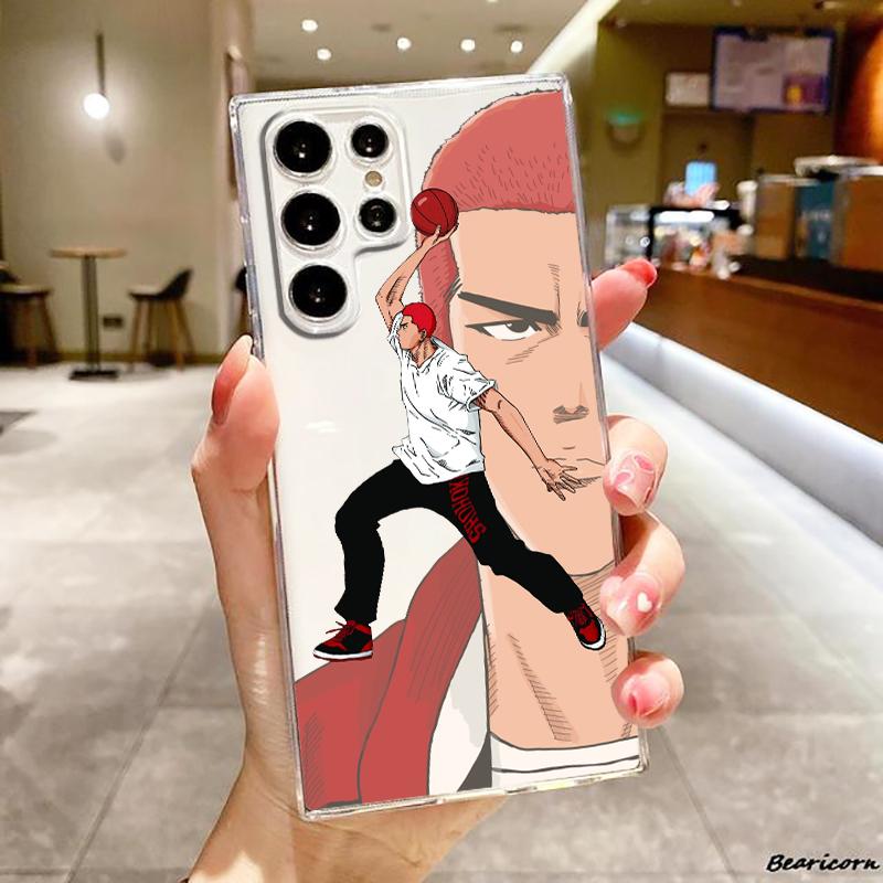 Slam Dunk Boy Anime For Samsung S23 S22 S21 Ultra S20 FE Pro Lite S10 S9 S8 Plus 5G Transparent Phone Case Cover