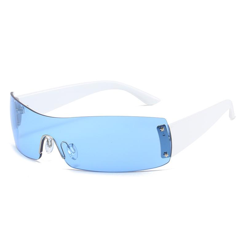 Солнцезащитные очки без оправы в стиле стимпанк, цельные солнцезащитные очки, женские солнцезащитные очки в стиле панк со звездами, женские модные солнцезащитные очки