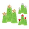 Green Plush Christmas Tree Ornaments Soft Furry Xmas Decor with Star Topper Holiday Table Centerpieces Party Supplies