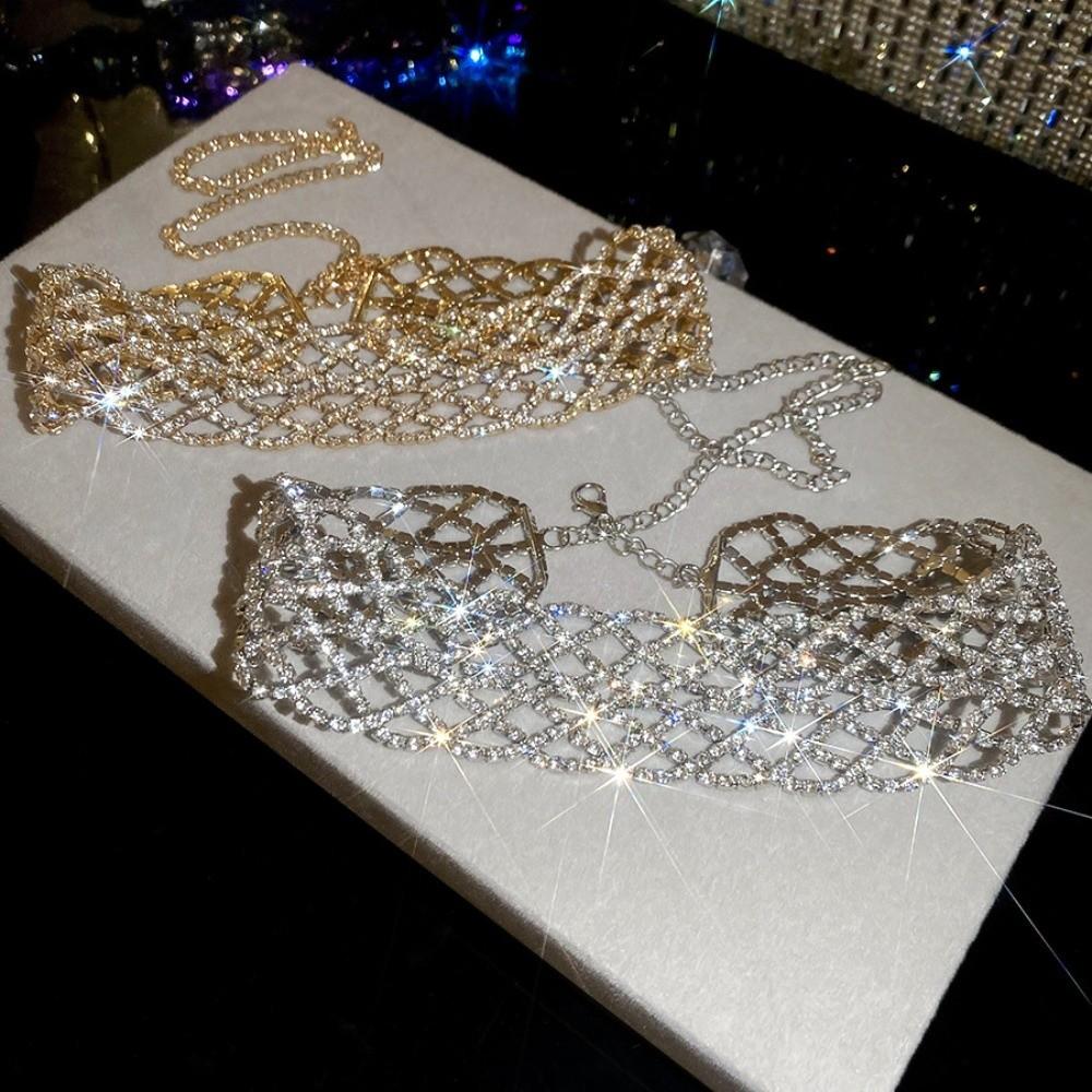 Fashion Retro Temperament Neck Chain Rhinestone Sparkling Collar Chain Bridal