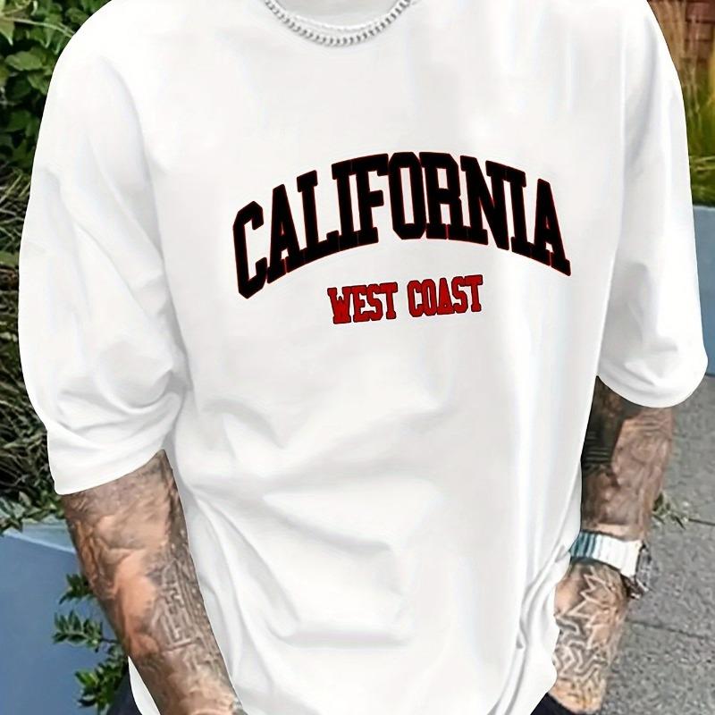 Винтажная мужская хлопковая футболка с принтом CALIFORNIA WEST COAST и надписями, повседневная летняя мода, новая трендовая футболка для пары
