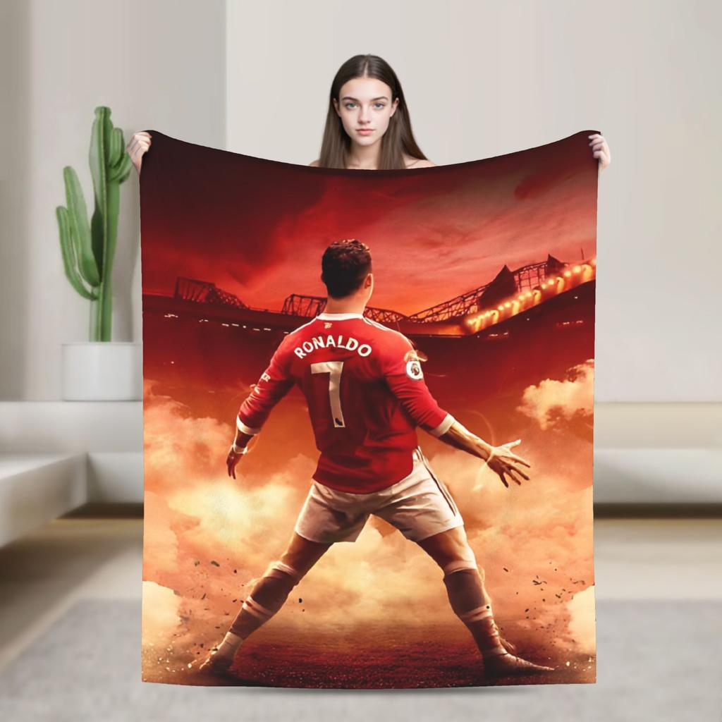 Football Legend CR7 Plush Blanket Vintage Throw Blanket for Home 125*100cm Bedspread