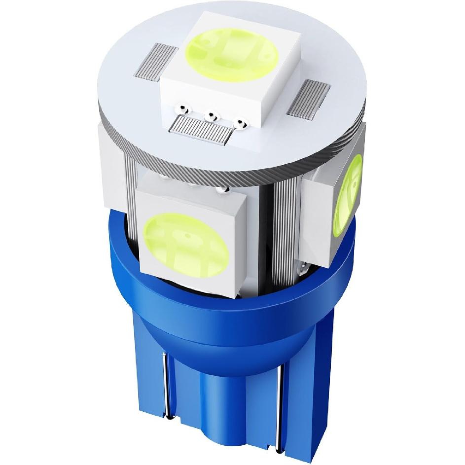 cciyu 5 Pack T10 168 194 wedge 5-5050-SMD Ice Blue LED Bulbs Replacement fit for Cab Marker Light lamps combo 1999-2012 For Ford F250 Super Duty F350