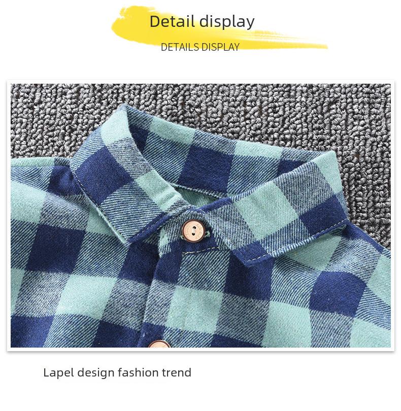 Boys' Long-Sleeve Plaid Shirts - Spring/Autumn: Casual Cardigans & Western-Style Tops for Kids