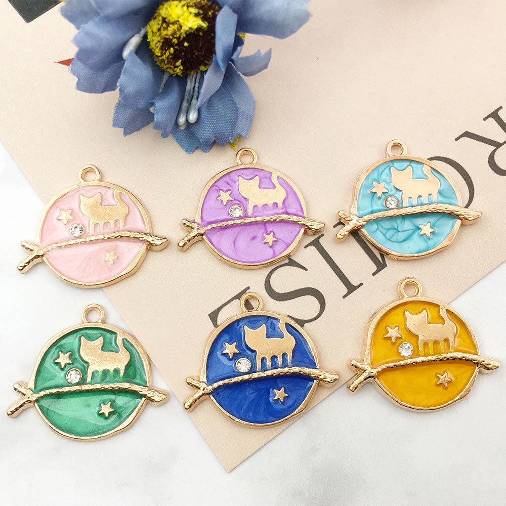 Подвеска «Звездное небо и Луна»: Сплав с пятиконечной звездой и каплей масла для самодельных серег и ожерелий