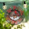 Winter Red Bird Lantern and Flower Decoration 3D Wind Spinner Metal Wind Chime for Outdoor Garden Decor
