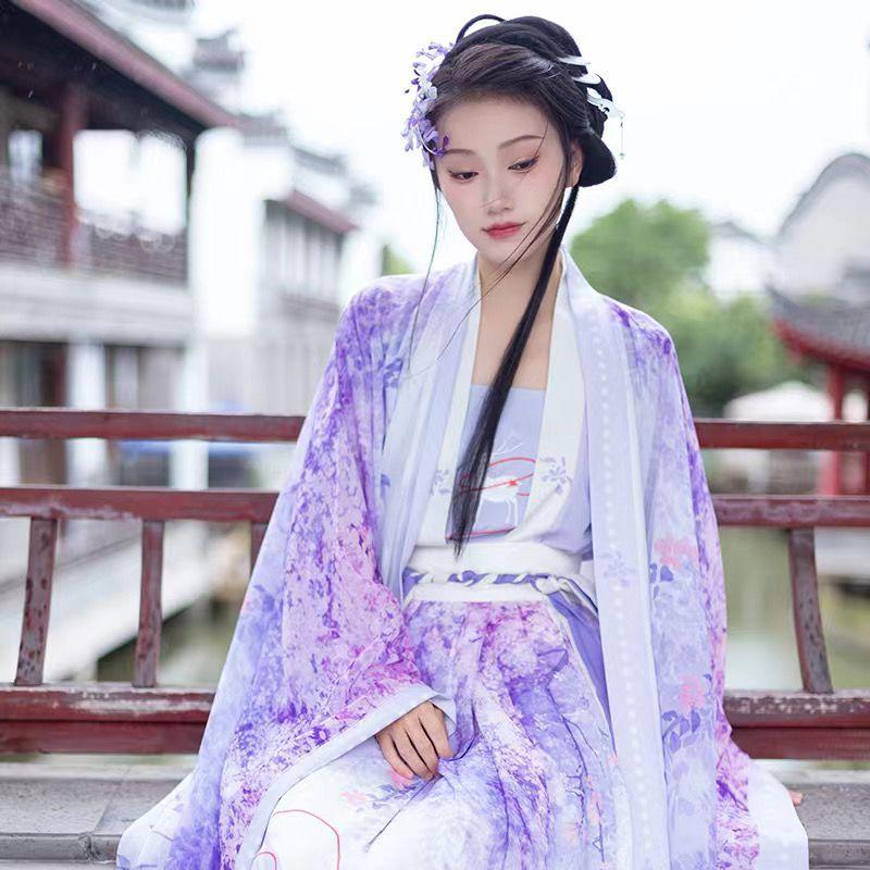 Китайская фея Ханфу, повседневная одежда, женский костюм с плиссированной юбкой