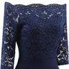 Women Vintage Swing Dress Floral Lace Bodice Off Shoulder Bardot Sheer 3/4 Sleeve Fit and Flare Cocktail Evening Party Going Out Wear Occasion Outfits