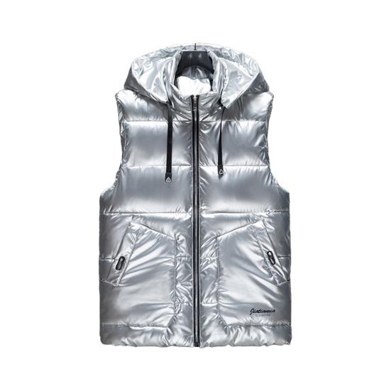 Мужской жилет, пальто с воротником-стойкой, с капюшоном, без рукавов, застежка-молния, зимний жилет, верхняя одежда с карманами, однотонный цвет