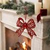 Gold Edged Bow Ornaments Acrylic Faux Crystal Christmas Ornament, Sparkly Hollow Decorative Bows for Garlands Knot Hanging Decoration Home New