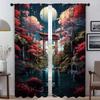 Sun Moon and Tree Blackout Curtains for Camera Halloween Decoration Kitchen Curtains 2 Pieces Tulle for Bedroom Partition Shades