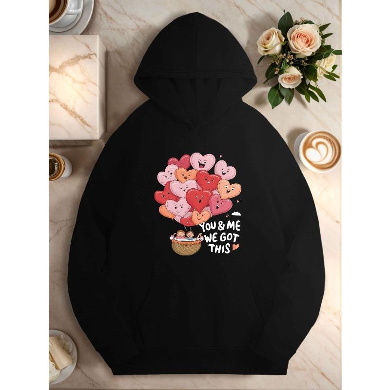 Print Love Print Hoodies Men Fleece Sweatshirt Hip Hop Casual Hoodie Vintage Pullovers Loose Hoodie Y2k Clothes Sweatshirts