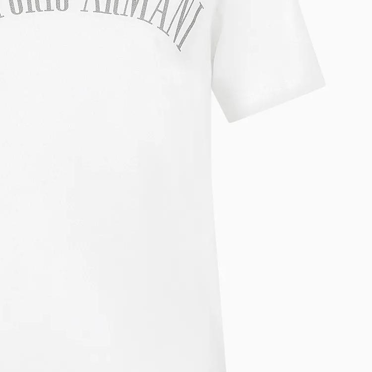 Emporio Armani Женская футболка с принтом букв логотипа, круглым вырезом и коротким рукавом, белая 3D2T7S-2JIDZ-10100