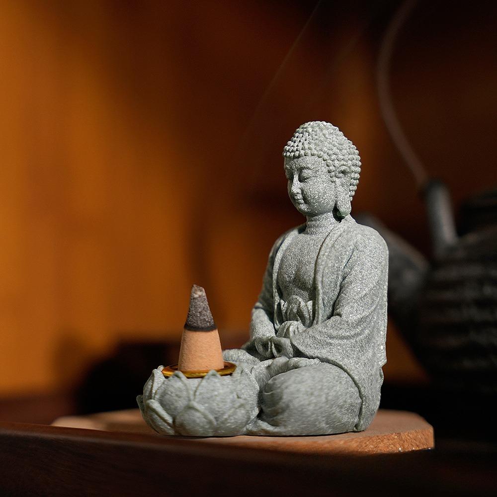 Статуя Дзен-Будды, подставка для благовоний, украшение для дома, подсвечники для чайных свечей, декор для сада, патио, стола, крыльца, двора, художественные украшения