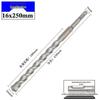 Electric Hammer Drill Bit: Impact, Square Shank (4 Grooves), Round Shank (2 Grooves), Sizes 6, 8, 10, 12, 20*250mm