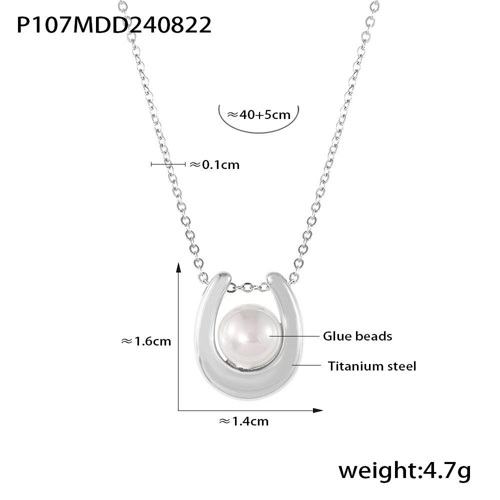 Ожерелье с подвеской в виде геометрического сердца с имитацией жемчуга, титановая сталь с покрытием из 18-каратного золота - элегантные украшения для женщин