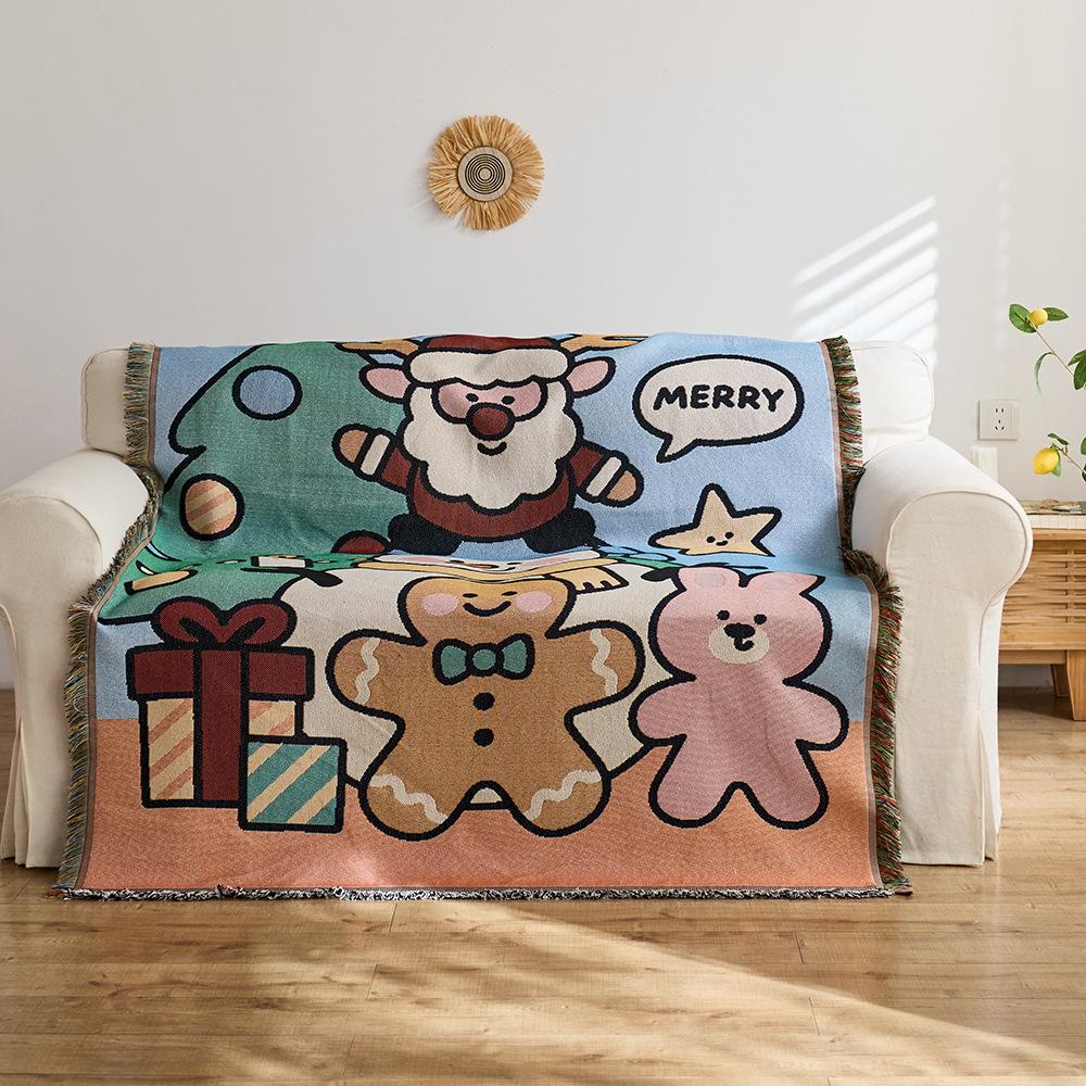 sofa towel cover cotton yarn winter festival atmosphere decorative cloth cover blanket anti-cat scratch sofa cushion