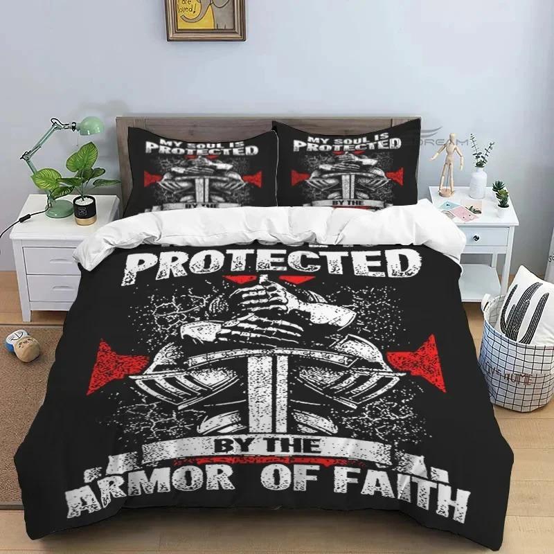 Medieval Knights Templar Comforter Bedding Set King Size Duvet Cover Quilt Pillowcase