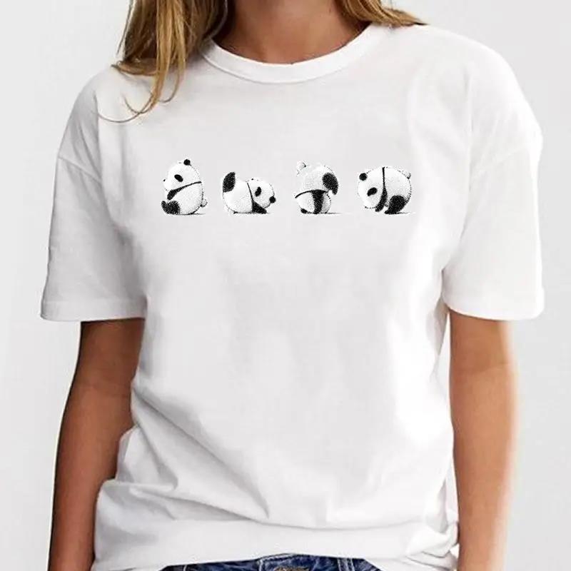 New Panda Lovely Cute Tshirt Clothing Cartoon Graphic Print Short Sleeve Fashion Casual T Shirt Women Soft Clothing