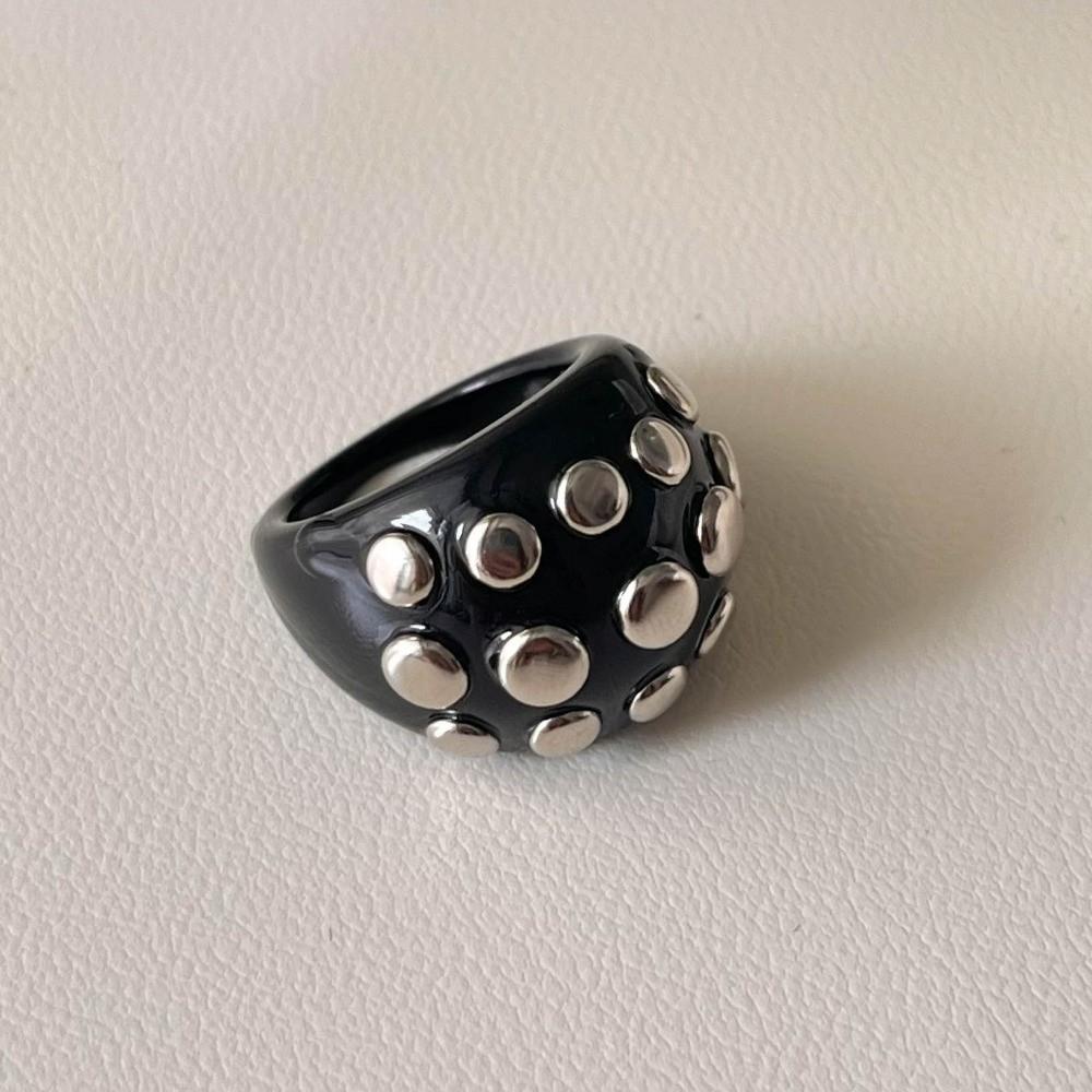 Chunky Geometric Ring Punk Resin Rings New Irregular Riveted Ring Women