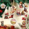 2D Flat Wooden Christmas Cat Pendant 10-piece Set - Holiday Tree Decoration, a Must for Holiday Atmosphere, Suitable for Halloween, Christmas, Gifts