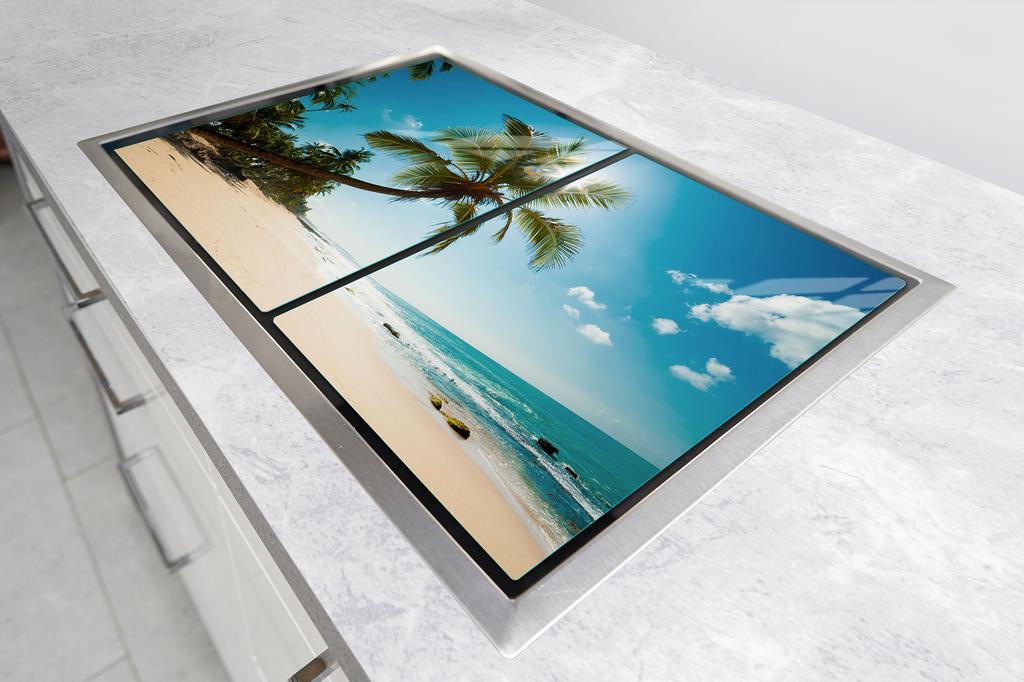 SZKLANA PŁYTA OCHRONNA NA KUCHENKĘ 85x52 PLAŻA