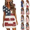 Женское летнее повседневное модное платье с короткими рукавами и кулиской на день независимости