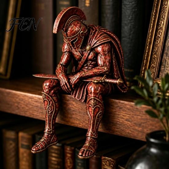 Фигурки Греческой Мифологии, Древний Воин, Сидящая Статуэтка-Полка, Фигурка Сидящего Солдата с Историческими Домашними Украшениями, Шлем, Настольное Украшение