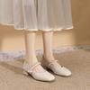 Square Head Thick Heel Mary Jane Shoes Women's New Soft Leather Retro Light Mouth Low Heel 3cm Single Shoes Women