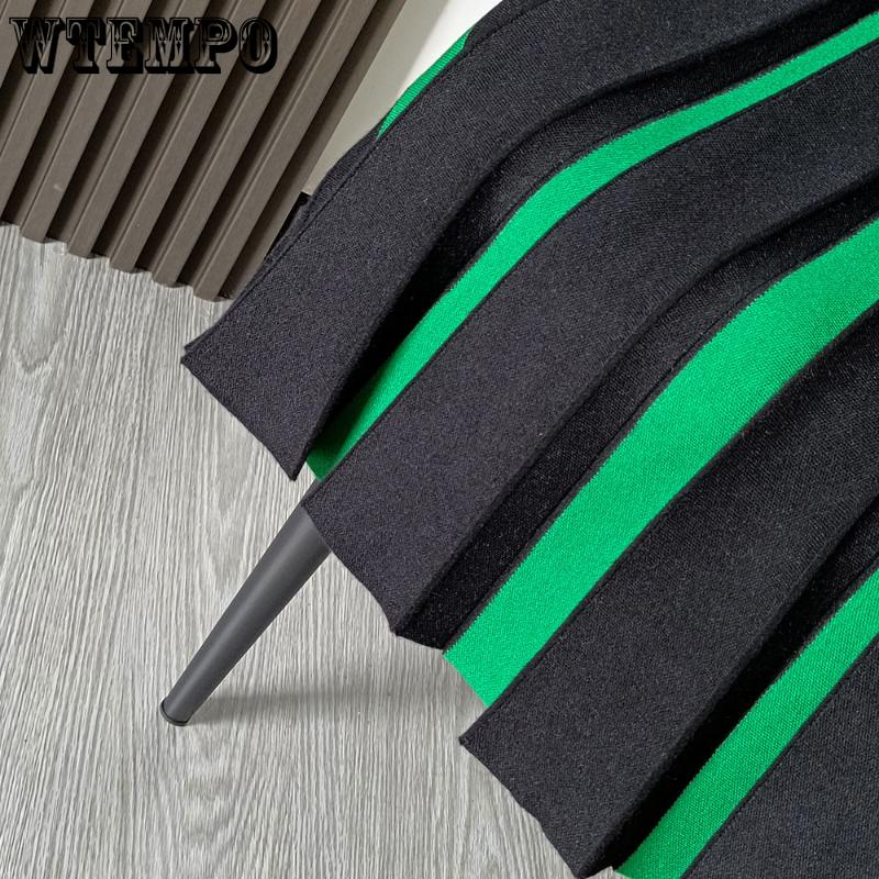 2023 Женская вязаная юбка до половины тела, женская темпераментная высокая талия, цвет по буквам, длинная плиссированная юбка с абзацем