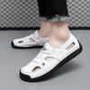 2025 Summer Hollow Men Casual Shoes Breathable Leather Shoes Men's Large Size Loafers All-match Men's Sandals