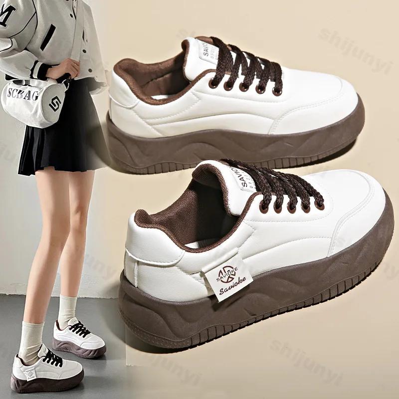 Fashion 2025 New Women's Casual Sneakers Fashion Lace Up Platform Vulcanize Shoes for Women Outdoor Durable Flats Running Shoes