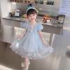 "Stylish Short-Sleeved Elsa Princess Dress for Girls: Trendy Summer Puffy Skirt"