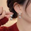 2023 Snowflake Pearl Zircon Christmas Stud Earrings - Elegant High-End Design