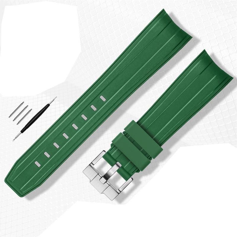 FKM Fluororubber Rubber Watch Strap 21mm Waterproof Silicone Wristband For Submariner DEEPSEA Oysterflex Rolex Watchband Band