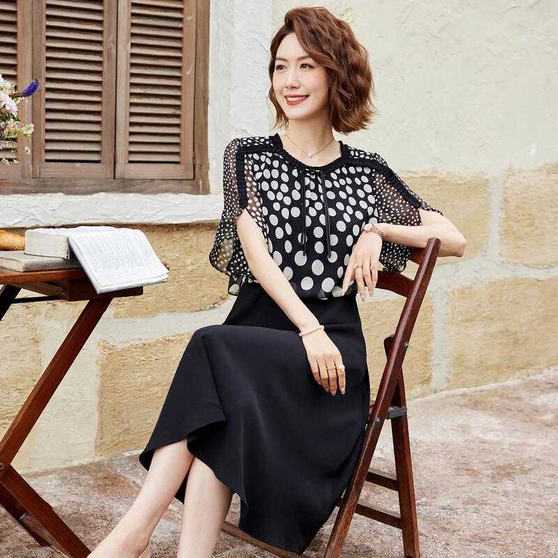 Платье миди из шифона в горошек в новом китайском стиле от Pasite