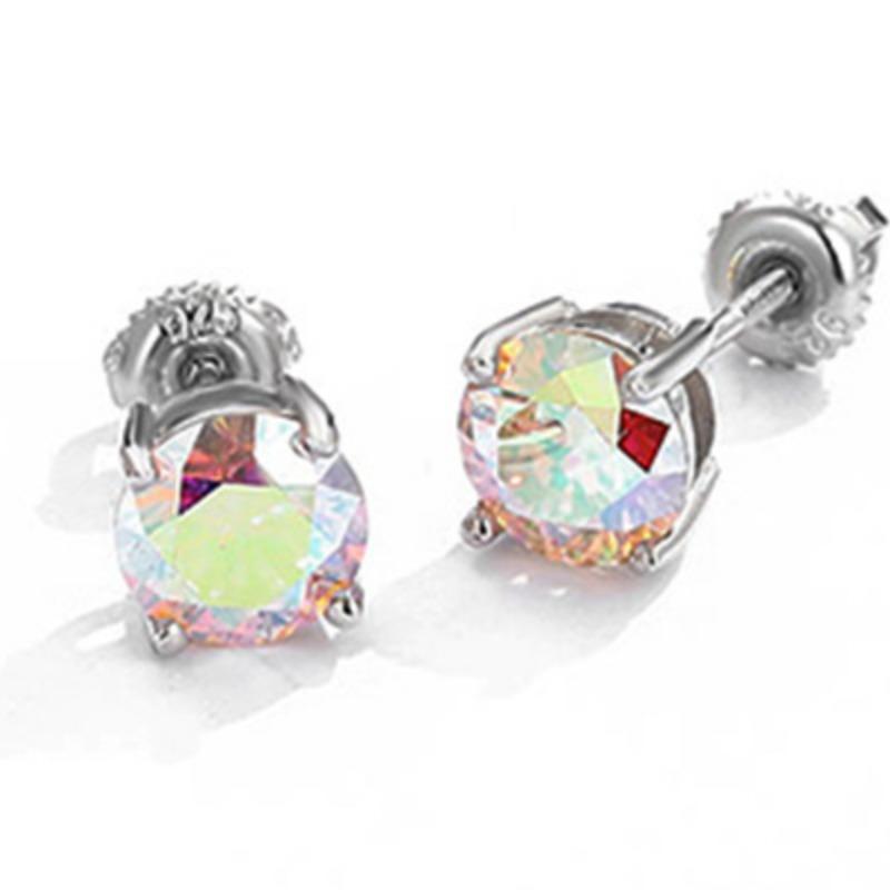 Серьги с муассанитом с четырьмя зубцами 30 центов 50 центов Один карат Стерлинговое серебро 2 карата для мужчин и женщин в разных цветах Дополнительные простые серьги