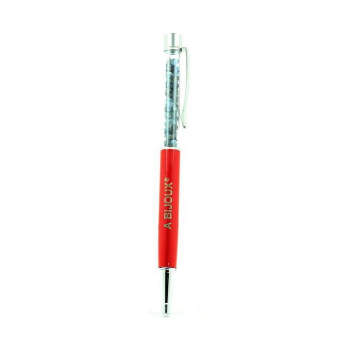 Pierres et Minéraux. Stylo minéraux Saphir brut Madagascar. Couleur Rouge.