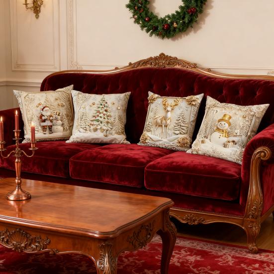 4 шт. Рождественская наволочка на подушку Белая Санта-Клаус Снеговик Рождественская елка Олень Наволочка Рождественская декоративная наволочка для дома Диван Кровать Кушетка