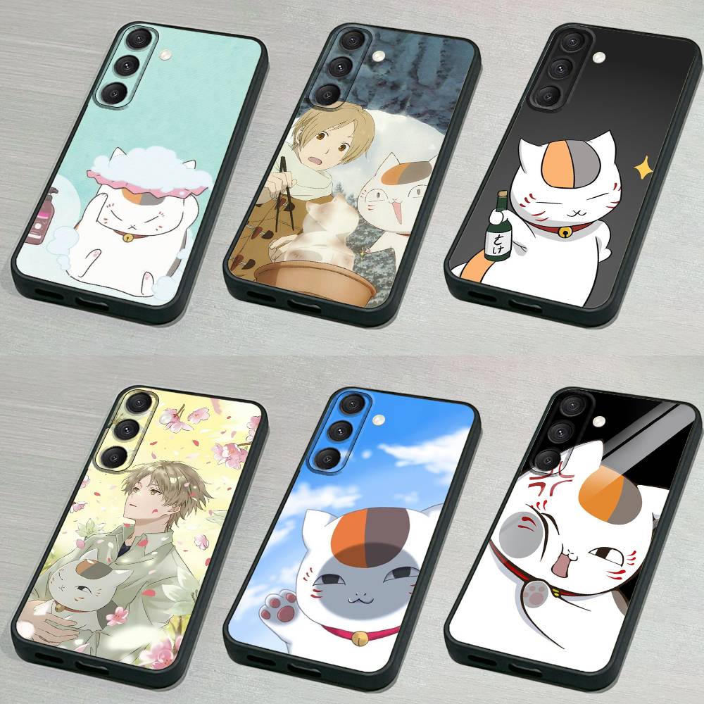 Natsume Y-yuujinchou Nyanko Phone Case For Samsung S 25,24,23,22,30,21,10,9,Ultra,Plus,Lite,FE,4,5G Black Soft Case