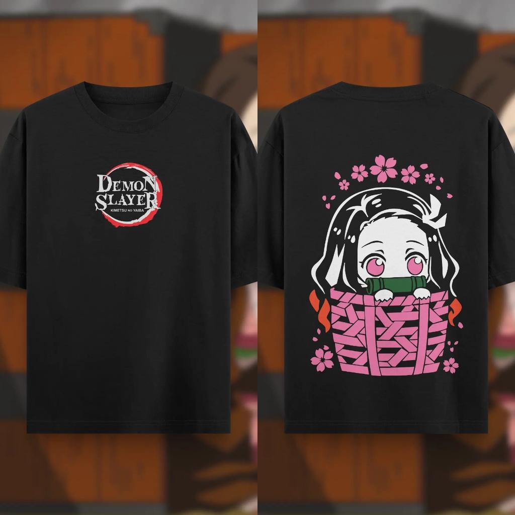 Summer Men's Anime Print T-Shirt Demon Slayer Carton Oversized Top Male Female Unisex Short Sleeve High Quality Heavy Cotton Tee