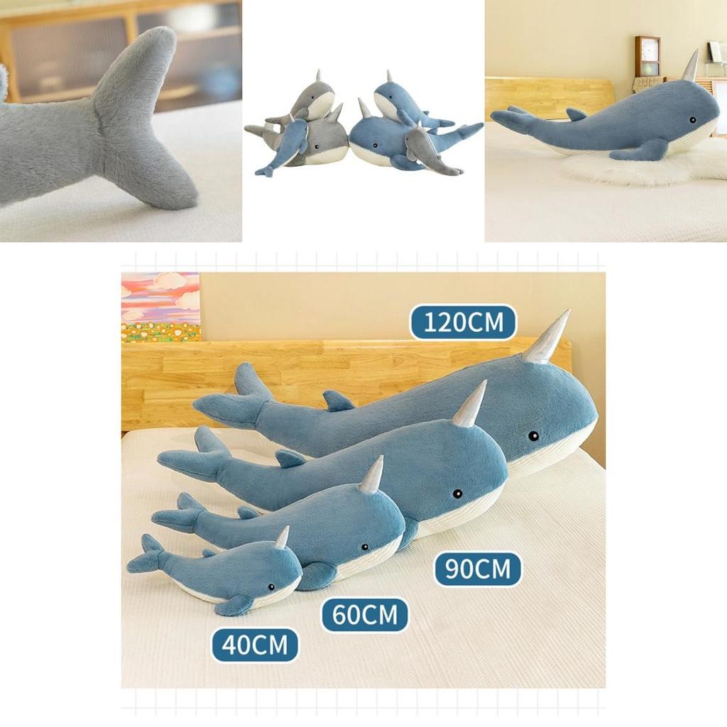 Cute Whale Plush Toy Pillow For Girls Soft And Cozy Stuffed Animal Doll For Bedtime Leg Support Grey
