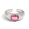 Multicolour Oval Zircon CZ Stainless Steel Open Ring for Women Girl 18K Gold Silver Plated Luxury Jewelry Trendy Waterproof Gift