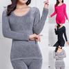 Puntos Women O Neck 2Pcs Winter Top Long Pants Thermal Underwear Shaper Sleepwear Set