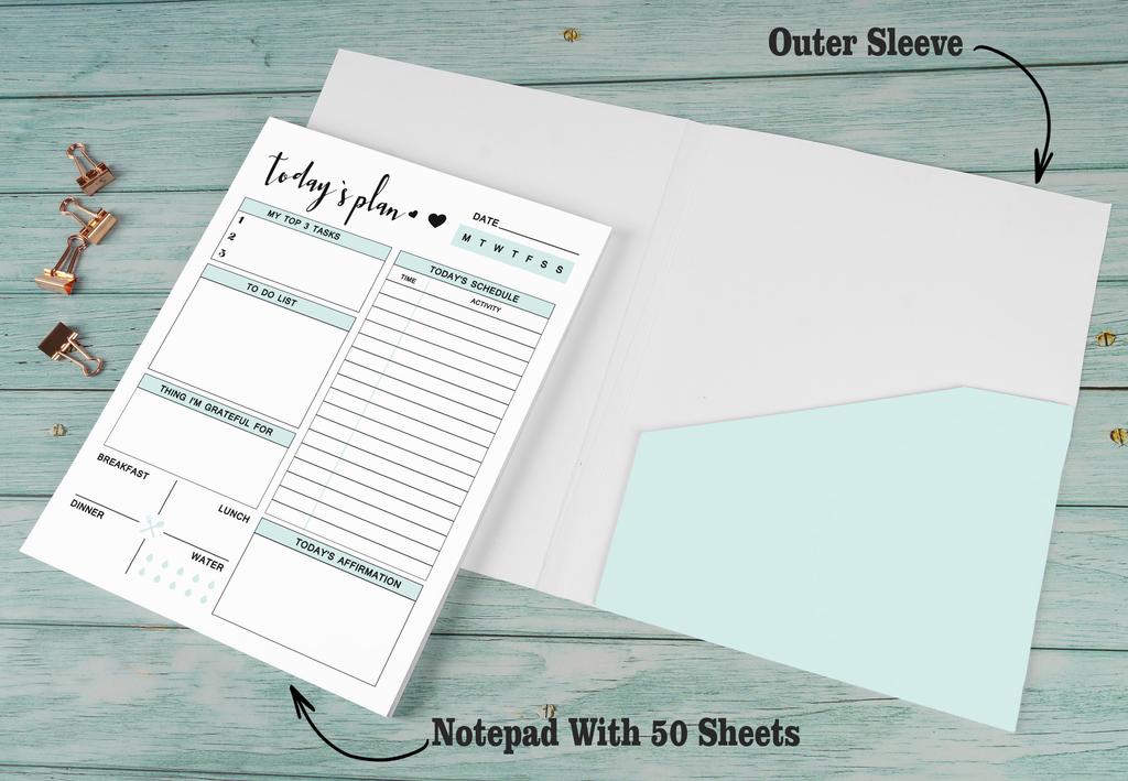 Inkdotpot Ежедневник с почасовым расписанием на 50 недатированных листов, отрывной блокнот для отслеживания производительности - персональный планировщик - приоритетные задачи - ежедневная цель