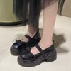 Platform Mary Jane Small Leather Shoes Women's 2025 New Spring High Heel with Skirt Bow Thick Heel Single Shoes