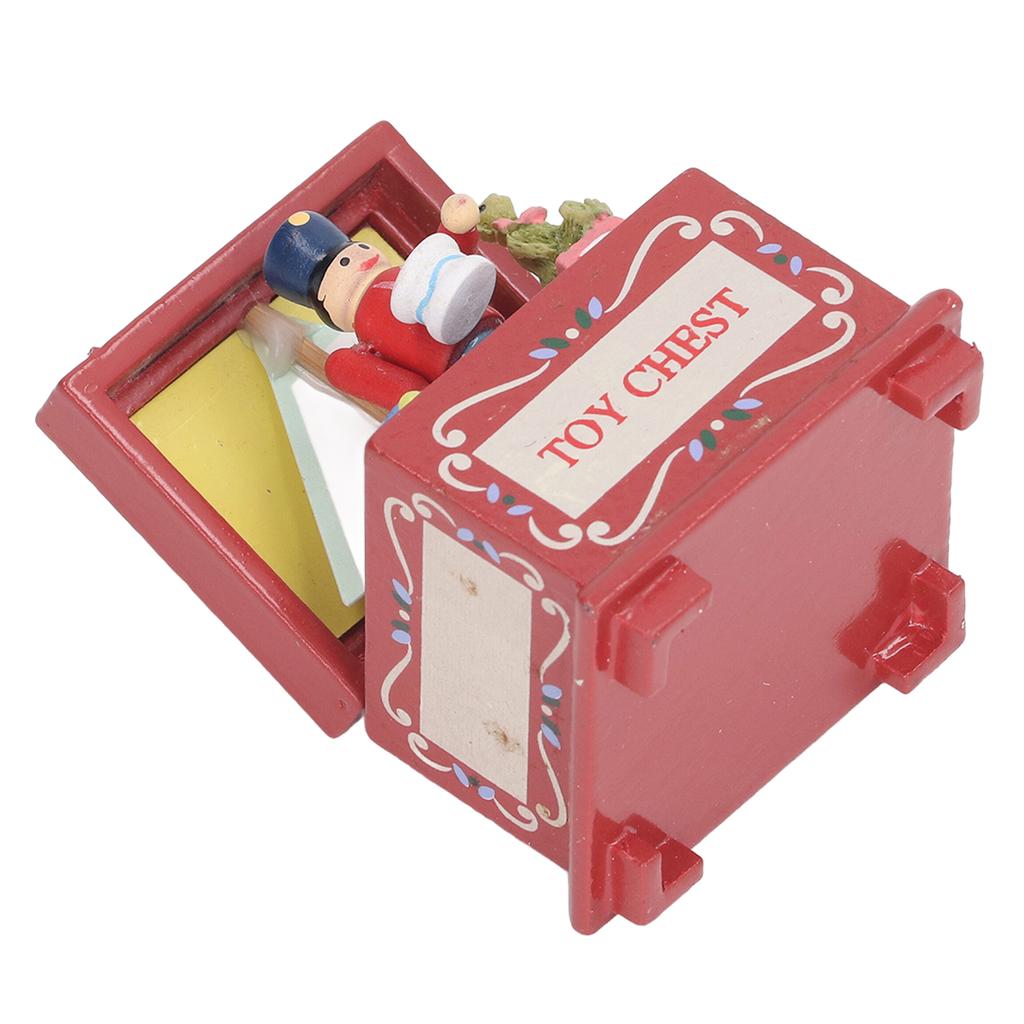 1:12 Miniature Dollhouse Box Tiny Vintage Wooden Dollhouse Chest for Desk Room Decoration